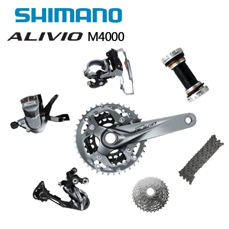 شيمانو ALIVIO M4050 الدراجة الجبلية MTB التحول محرك كيت العمود المرفقي ضرس 3 × 9 27 سرعة دراجة أجزاء اكسسوارات derailleur كيت