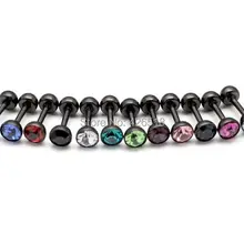 Простая 4,5 мм Диаметр, не выцветает и не из титановой стали черного цвета из австрийского хрусталя Для женщин Для мужчин винт серьги со шпилькой 12 видов цветов