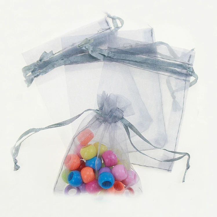 

9*12cm 50pcs Gray Gift Bags For Jewelry/wedding/christmas/birthday Yarn Bag With Handles Packaging Organza Bags