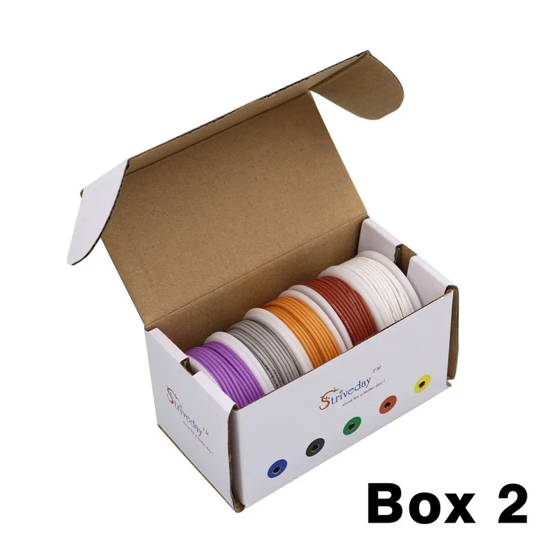  50m/box 164ft 26AWG Flexible Stranded Silicone Wire Cable 5 color Mix box 1/box 2 package Electrica