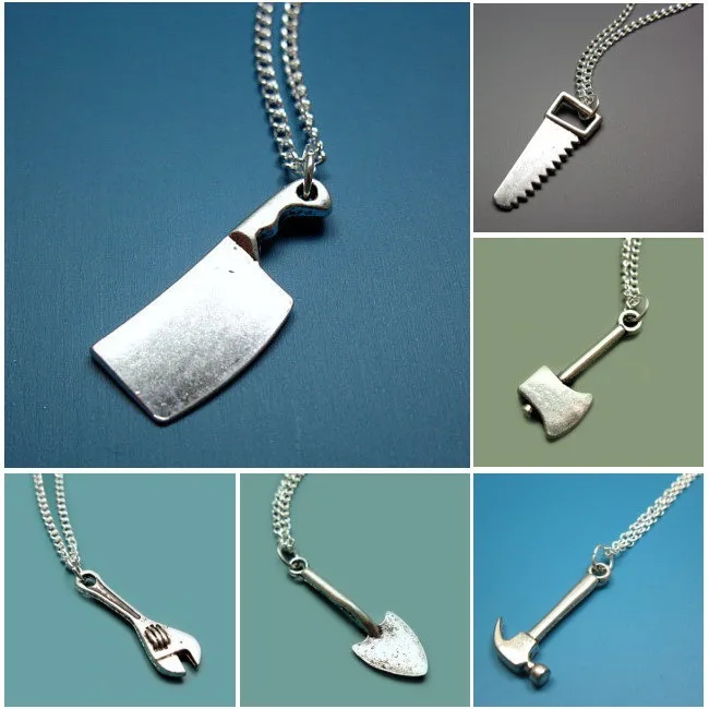 

Hot European And American Popular Ancient Silver Variety Mini Gadgets Pendant Necklace Creative Women Men Jewelry Holiday Gift