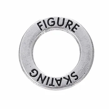 

50PCS Alloy Hollow Double-Sided Letters Figure Skating Round Ring Pendant Jewelry For Necklace DIY Jewelry