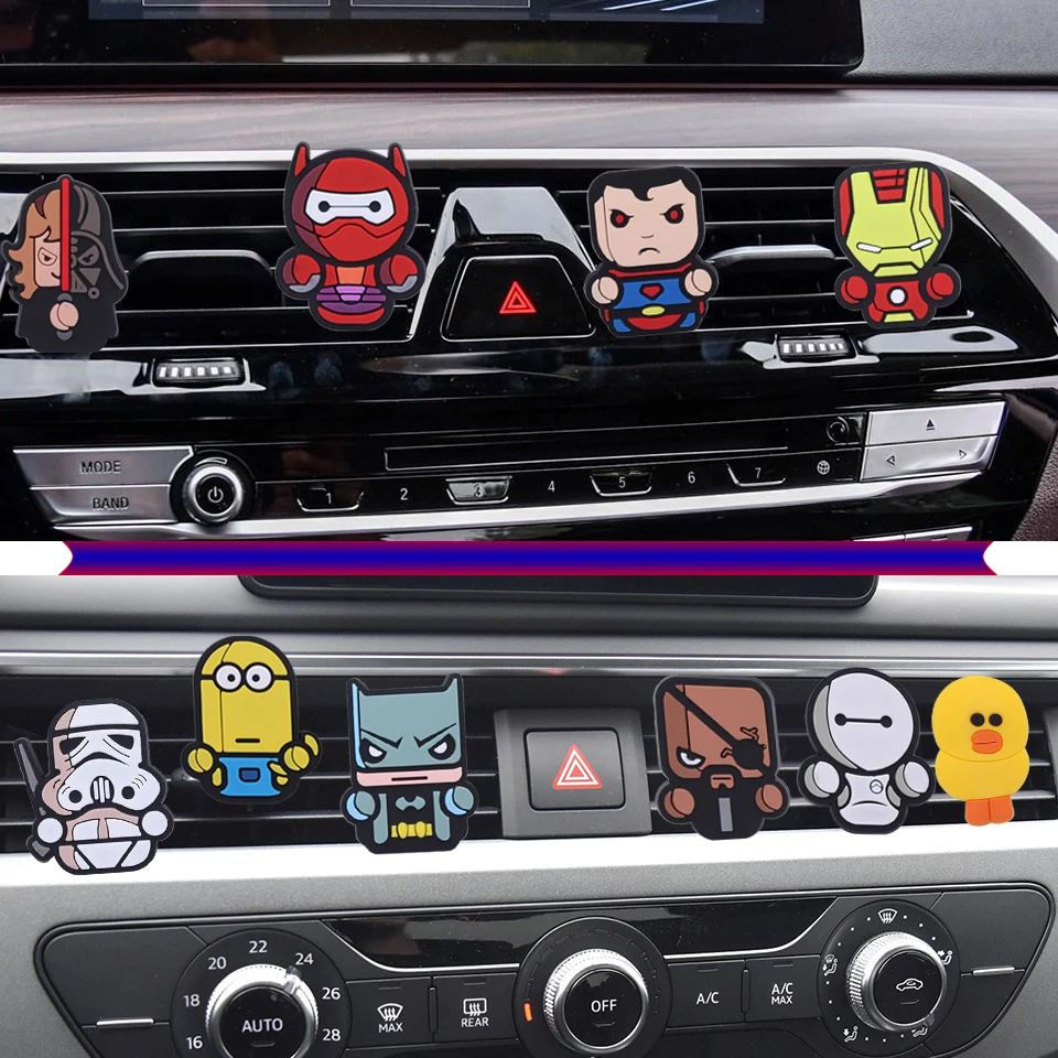 

Automotive Interior Accessories Cute Cartoon Air Freshener Styling Auto Air Condition Vent Outlet Clip for DasVida SuperMan Fury