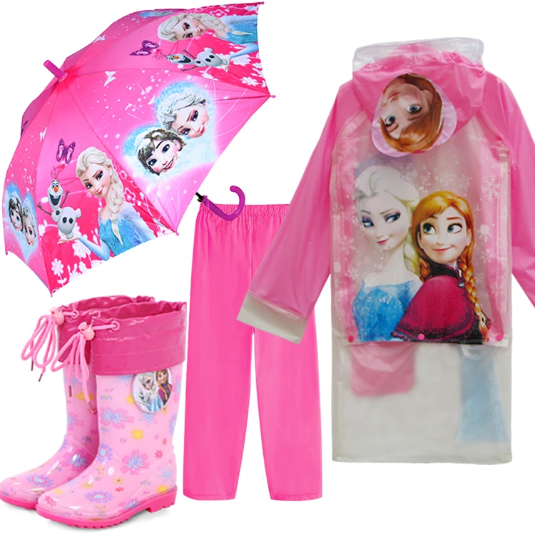 Little children Girls Character Umbrellas raincoat and rain boots,rain