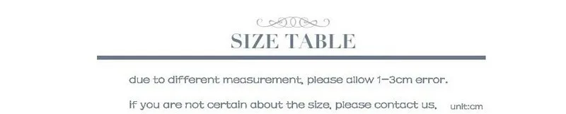 size table