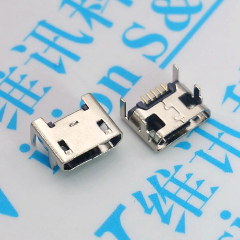 

10pcs/lot Micro USB Connector B Type Female Jack 5Pin long ping 4FEET DIP FLAT MOUTH L=6.0 Smart Machine Interface Connector