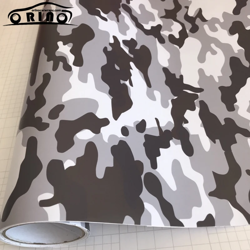 Military Black White Grey Camouflage Vinyl Film-5
