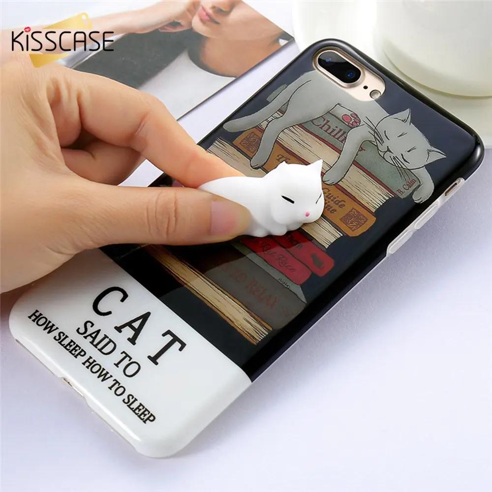 KISSCASE 3D Cute Cat Case For iPhone 7 8 Plus 6 6s Cartoon Soft Silicone Phone 6S 5 5S SE Funda Capinhas |