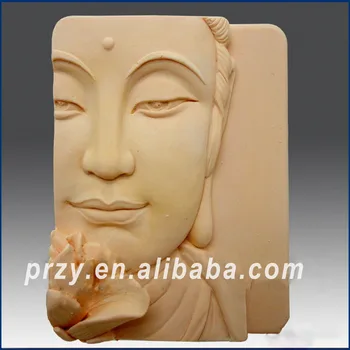 

2D Silicone Soap Mold - Buddha Closeup W/lotus Good Quailty Handmade Soap Molds Square Shape Buddha Face Clay Aroma Stone Molds