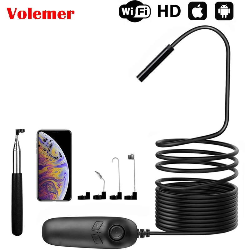 Volemer Y12 HD 1200 p WI-FI эндоскоп Камера объектив 8.mm Диаметр Водонепроницаемый IP67 3 5/5/10 m