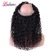 Luduna волна воды 360 кружева фронтальный заказ с сеткой с ребенком волосы бразильские волосы швейцарские Кружева Фронтальные Remy человеческие волосы закрытие