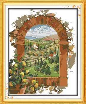 

The gate of the winery Canvas DMC Counted Cross Stitch Kits printed Cross-stitch set Embroidery Needlework