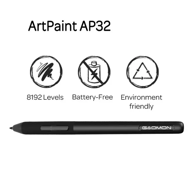 GAOMON ArtPaint AP32 8192 Levels Pressure Passive Stylus for Graphics Tablet S620/S630/S830/M106KPRO/M10KPRO/M1220/1230/PD2200 3