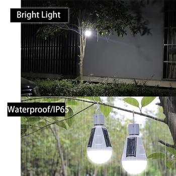 

7W Solar LED Bulb E27 110V 220V Charger Emergency Solar lamp Waterproof Outdoor Camp Tent Fishing Travel lights