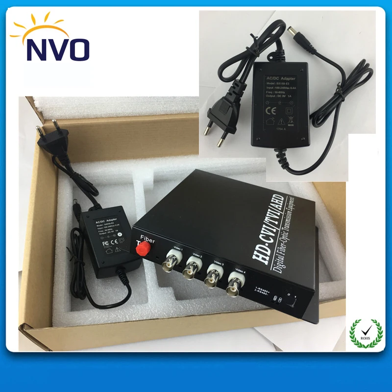 

4Channel HD-AHD/CVI/TVI Video,1080P,Single-mode,Single fiber 20KM FC,Euro Power Adaptor,Fiber Optic Digital Video Transceiver