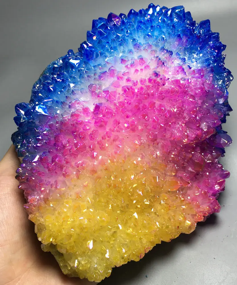 

962g More color Aura Quartz Crystal Titanium Bismuth Silicon Cluster Rainbow christian gifts