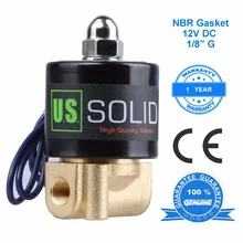 1/8" латунь Электромагнитный клапан, 12 В DC, нормально закрытый, G, воздух, вода, масло