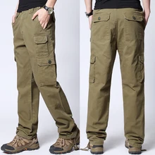 Летние тонкие свободные повседневные брюки для мужчин размера плюс длинные хлопковые прямые брюки карго Большие Штаны Комбинезоны L-6XL