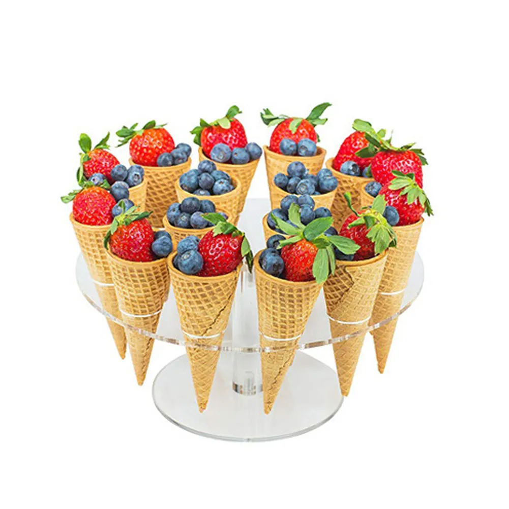 16 Hole Ice Cream Candy Acrylic Holder Cupcake Ice Cream Cones Holder Stand For Wedding Party Buffet Display Kitchen Tool