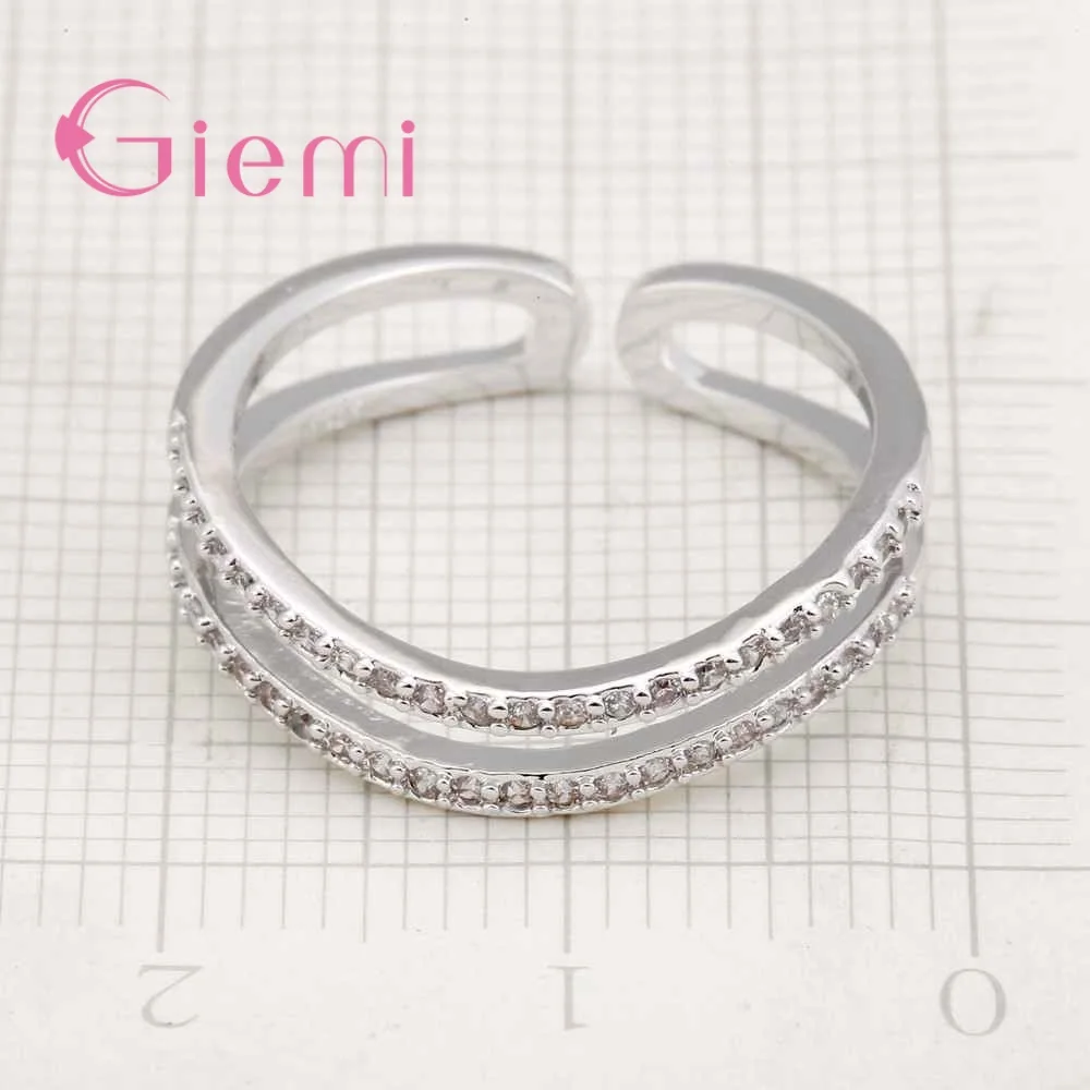 Новое поступление 925 пробы серебряные кольца для девочек свадебные простые регулируемые ювелирные изделия с кристаллами на палец Прямая поставка