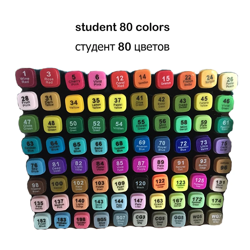 

high quality Touchxiaogongju student 80 Colors Marker Set Dual Head Sketch Markers Brush Pen For Draw Manga Animation Design