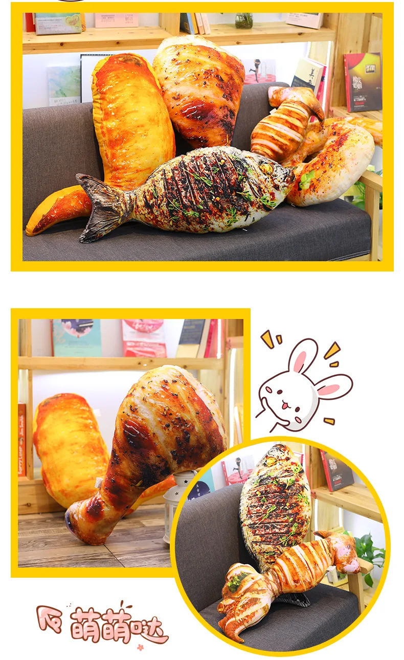 Simulated Food Pillow and Shaking Toy Birthday Gift Strange Personality Chicken Legs Chicken Wings Shrimp Meat and Plush Toys