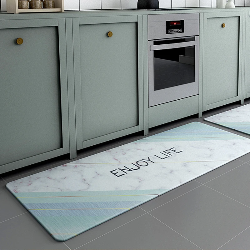 

Kitchen mat Nordic oilproof waterproof strip marble metal foot mat door entrance hall home carpet