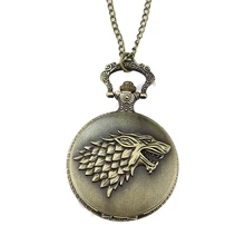 Антикварные бронзовые карманные часы Игра престолов дом страк скоро зима дизайн для мужчин и женщин Fob часы ожерелье кулон подарок