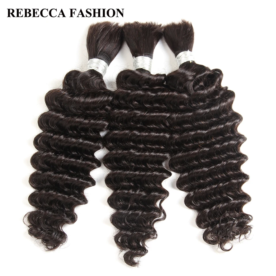 Rebecca Brazilian Remy Deep Wave Bulk Human Hair For Braiding 1 Bundle Free Shipping 10 to 30 Inch Natural Color Hair Extensions