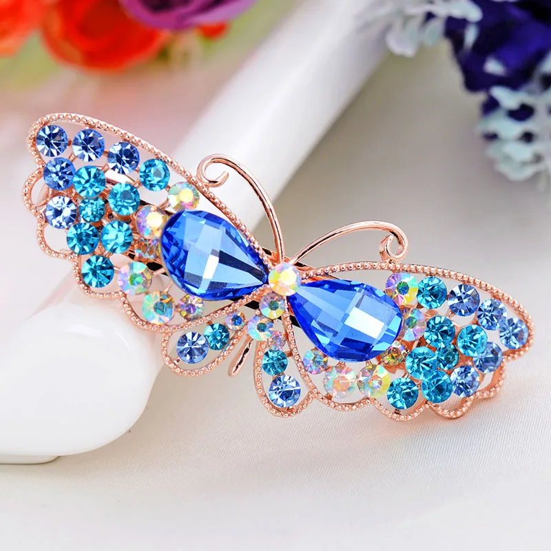 Korean Fashion Butterfly Crystal Rhinestone Hairpin Girls Hair Jewelry Manufacturers