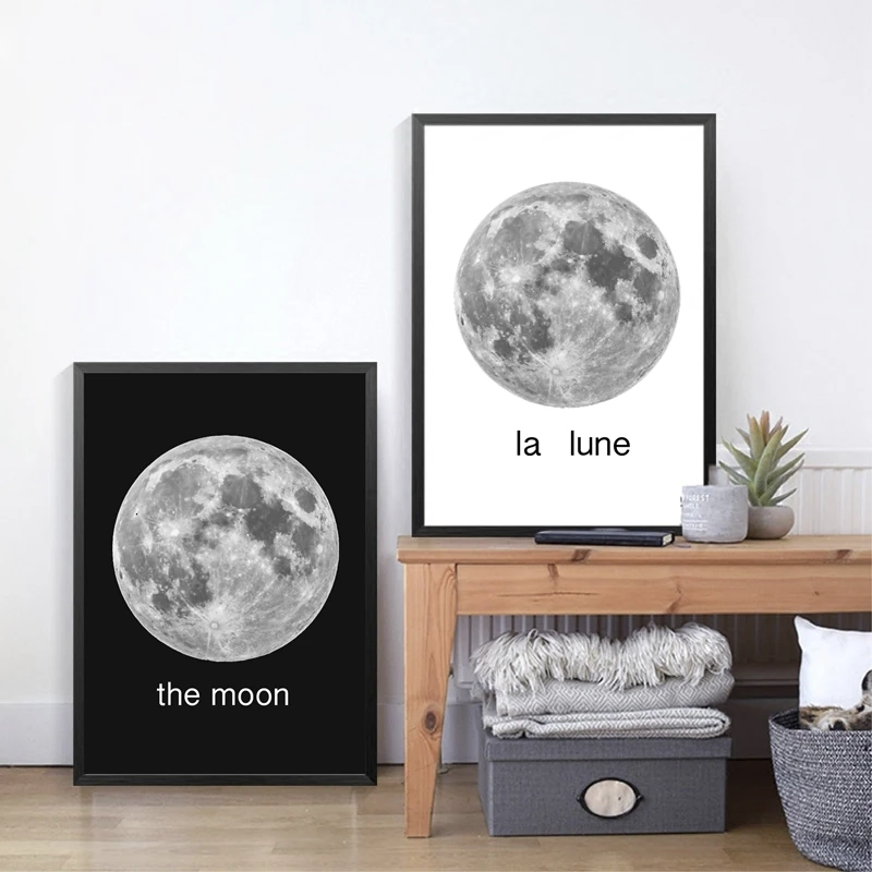 Moon Space Poster Wall Art Prints Canvas Painting Wall Pictures For