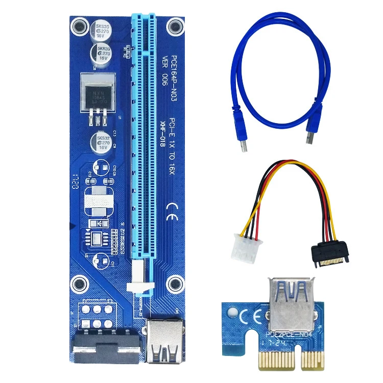 PCI E Райзер Express карта ver 006 1x до 16x USB3.0 SATA 4Pin IDE Molex Power для майнера BTC|ide molex|1x to 16xpci express