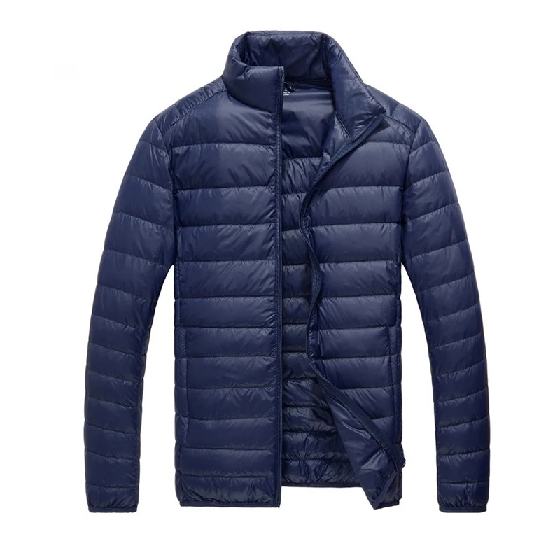 Новая зимняя Модная брендовая складываемая куртка-пуховик из утиного пуха, Мужская водонепроницаемая уличная куртка с перьями, сверхлегкая Теплая мужская одежда - Цвет: Navy Blue