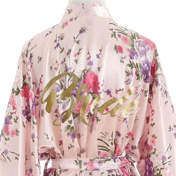 

Sexy Women Print Floral Robe Gown Elegant Lady "Bride" Bridesmaid Wedding Casual Nightgown Kimono Bathrobe Satin Sleepwear Dress