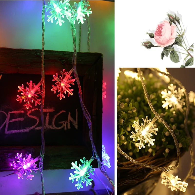 

Fairy Lights 10/20/40/80 LED Snowflake String Lights Twinkle Garlands Battery Powered Christmas Holiday Party Wedding Decoration