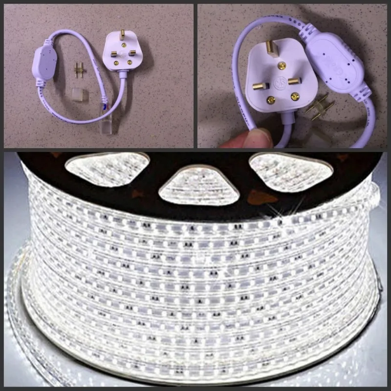 Светодиодная лента 220 в 240 В IP67 водонепроницаемая 5050 SMD световая веревка теплый
