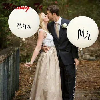 

10pcs/lot Good Quality 36inch Round White Mr&Mrs Latex Balloons Happy Wedding Valentine's Day Decor Event Air Globos Supplies