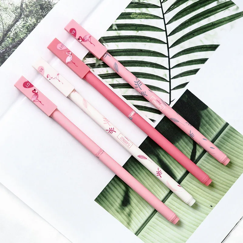 

2pcs/pack Kawaii Flamingo Couple Sweet Forever Gel Pen Neutral Pens For Writing Kids Gift Cute Stationery Material Escolar