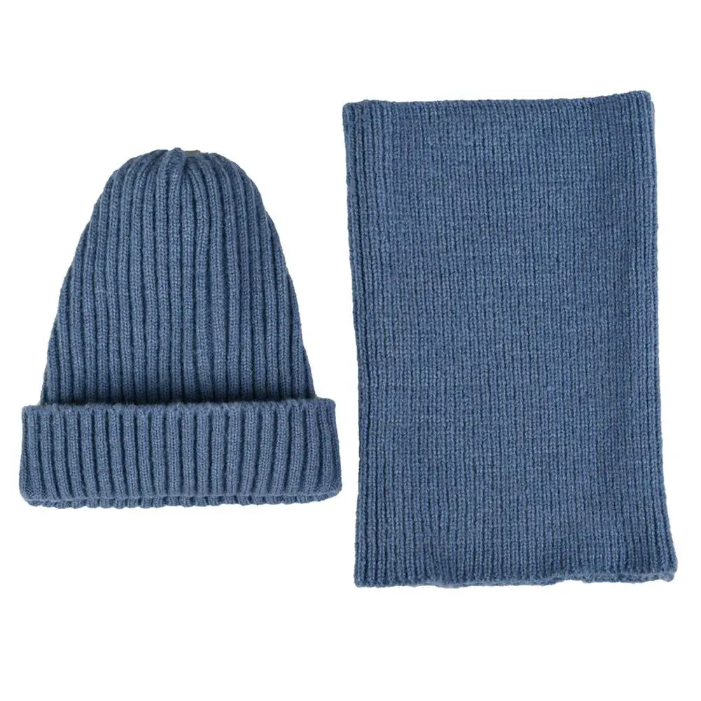MISSKY 2 шт./компл. теплая зимняя шапка и шарф комплект для Для женщин Нежный вязаный Шапки шарф - Цвет: blue