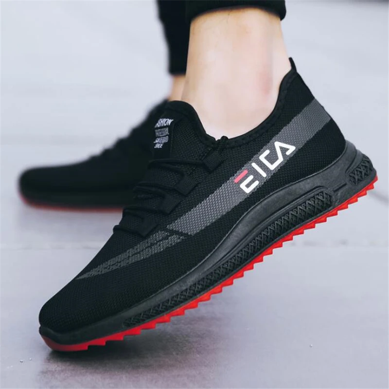 

2019 The network shoes Design Black Causal Men Sneakers Flyknit Breathable Men Shoes Fashion Non-slip Toothed Sole Male Shoes