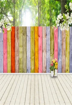 

Laeacco Colorful Wooden Boards Flowers Vases Baby Photography Backgrounds Vinyl Custom Photographic Backdrops For Photo Studio