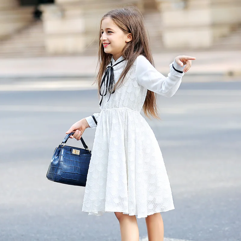 

Teenager Girls Long Sleeve Dresses For Girls White Lace Princess Dress Autumn Winter Kids Dresses For Girls Children Clothing
