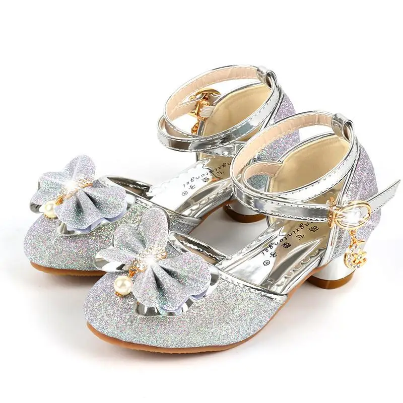 Child Kid Baby Girl Bow Party Princess Formal Shoes Shiny Leather Slip On Sandal