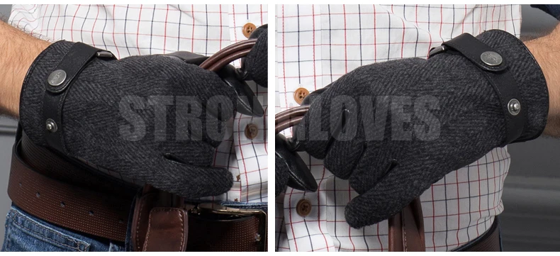 Перчатки овчины мужской осень-зима утолщаются Утепленная одежда Для мужчин из натуральной кожи перчатки пять пальцев руки назад шерстяной