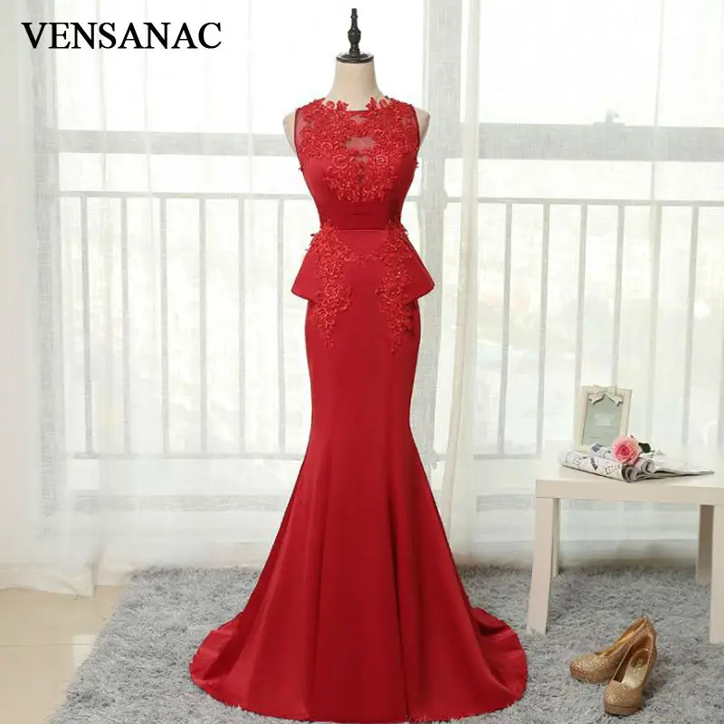 VENSANAC 2017 New Mermaid Sequined O Neck Long