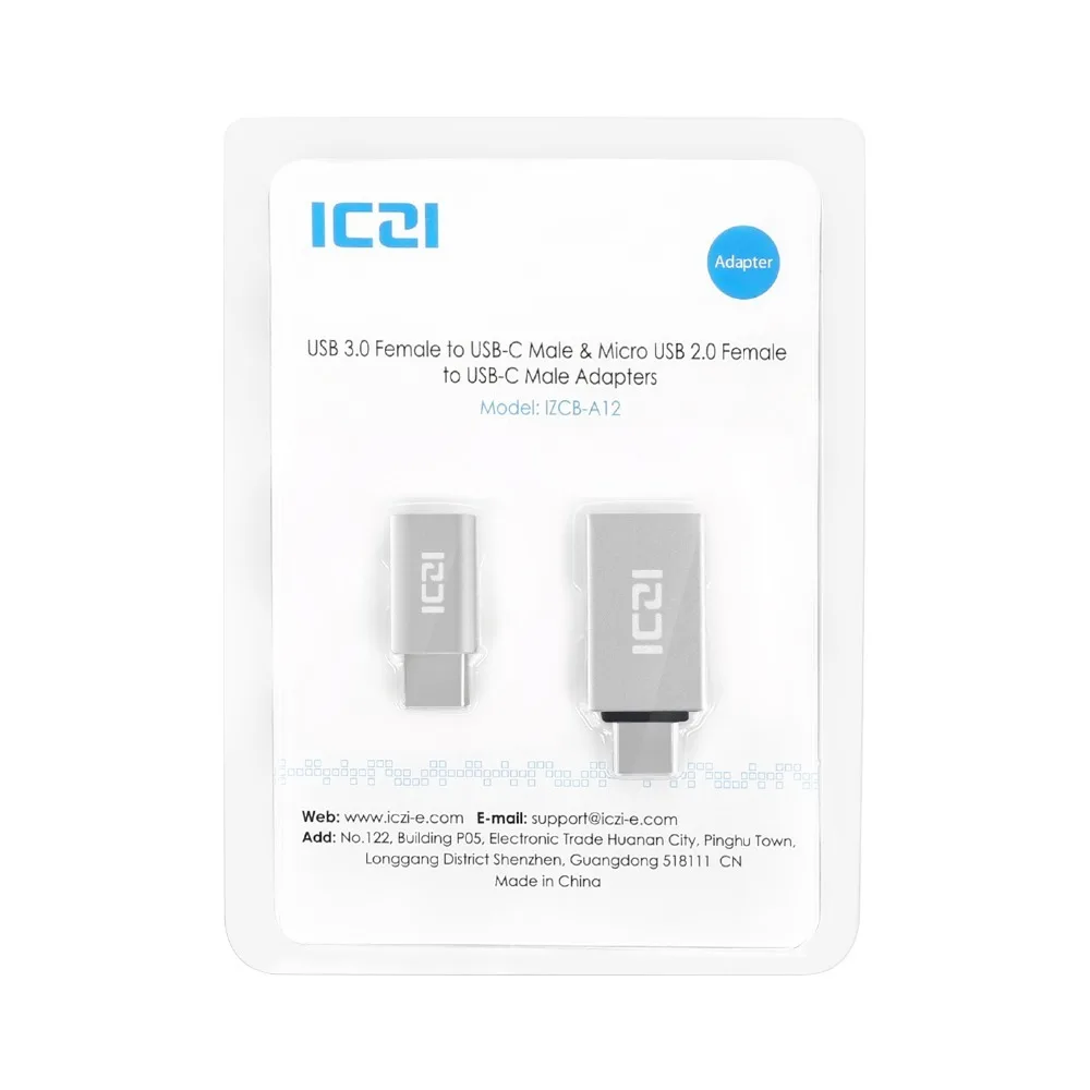 ICZI Тип C к Micro USB адаптер(1 шт)+ Тип C к USB 3,0 адаптер(1 шт) для Macbook Chromebook Pixel htc 10 LG G5(серебро