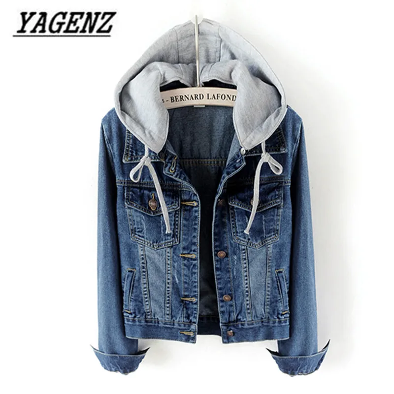 

Women Denim Short Jacket Basic Outerwear Vintage Slim Removable Hooded Jeans Jacket Single Breasted Jacket Female Casual Top 5XL