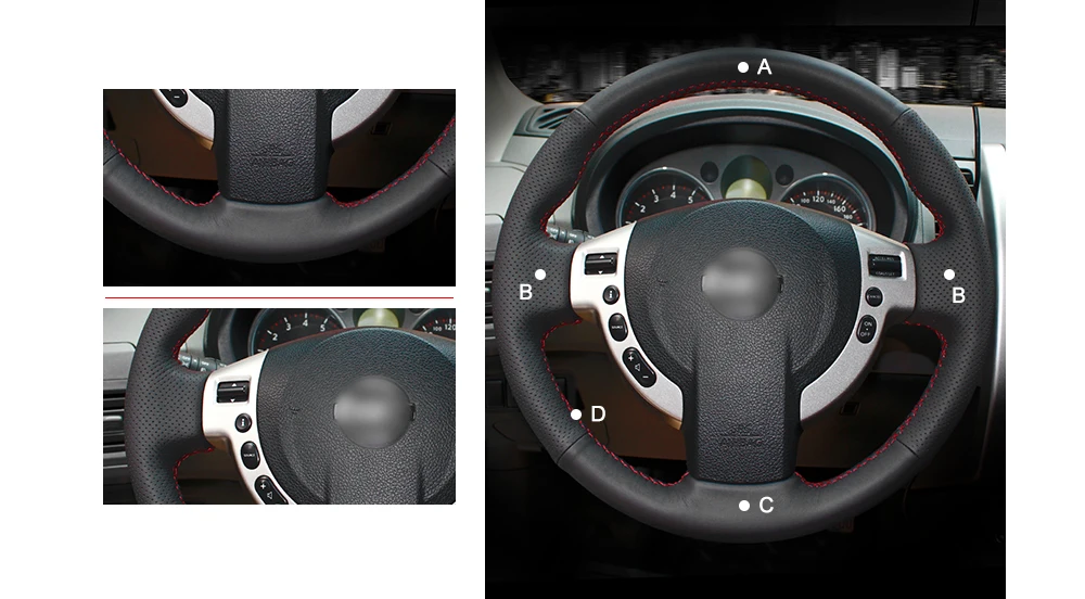 MEWANT черный искусственный кожаный чехол рулевого колеса автомобиля для Nissan Qashqai 2007-2013 Rogue 2008-2013 X-Trail 2008-2013 NV200