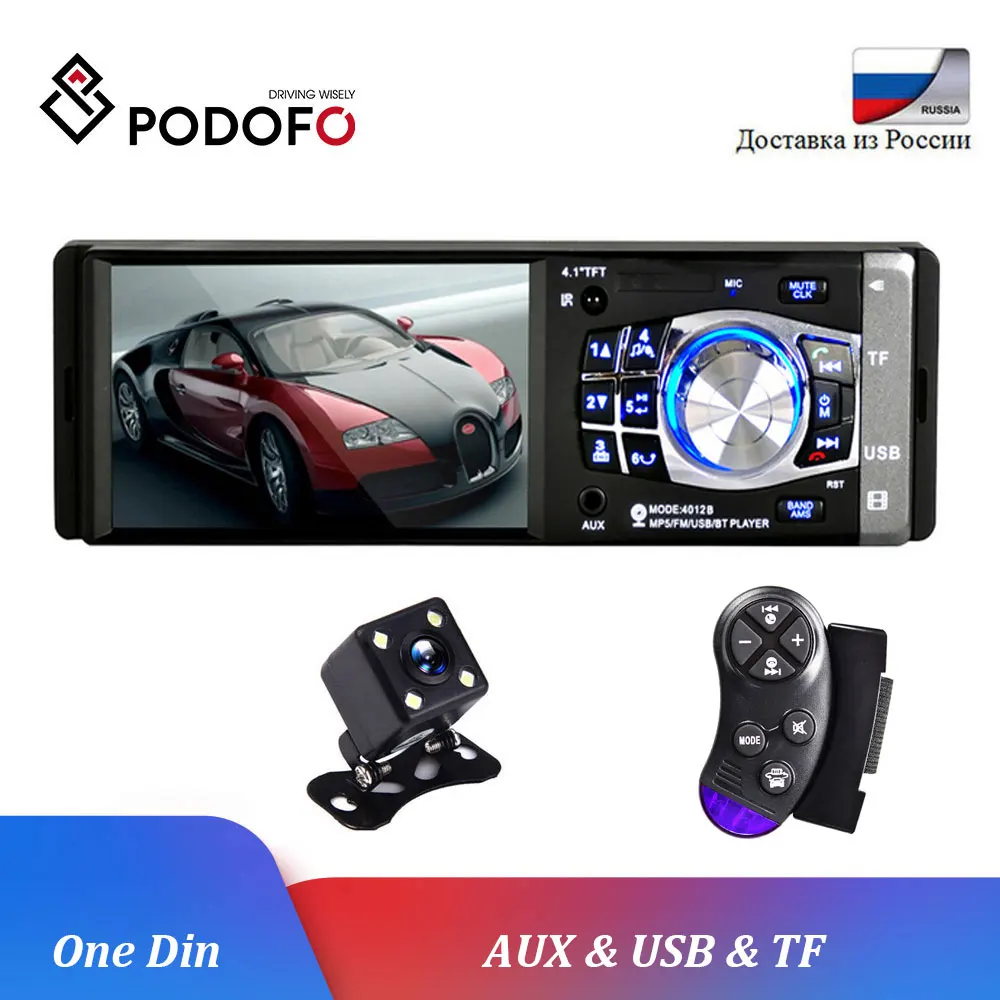 

Podofo Car Radio Stereo Bluetooth Audio Stereo 1 din 12V 4" HD MP3 Multimedia Player USB SD AUX-IN Auto Radio Car 1DIN Autoradio