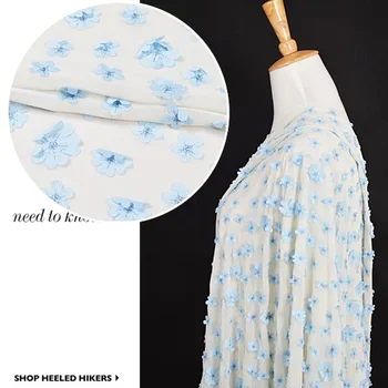 

Exquisite fashion fabric, micro transparent chiffon, three-dimensional embroidered jacquard fabric, long skirt dress, high-grade